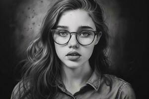 un niña con lentes en su cara foto