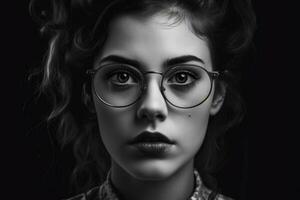 a girl with glasses on her face photo