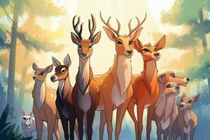 a group of deer by animals illustration photo