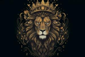 a lion with a crown on it is in a circle with the n photo