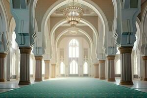 a large mosque with a white ceiling and a large w photo