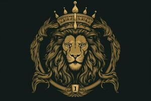 a lion with a crown on it is in a circle with the photo