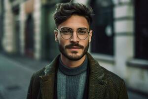 a man wearing glasses from the brand tortoise photo