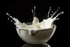 a milk splashing into a bowl of milk photo