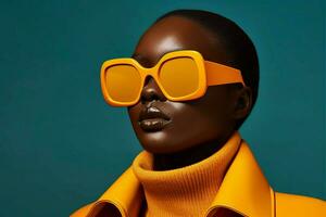 a model wears a pair of sunglasses from the brand photo