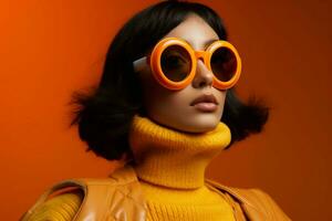a model wears a pair of sunglasses from the brand photo