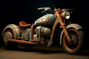 un motocicleta con el palabra fabricante en eso foto