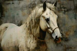 a painting of a horse that is on a screen photo