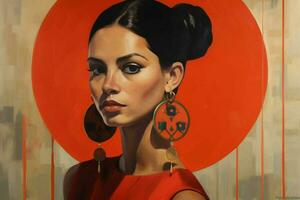 a painting of a woman with big earrings photo