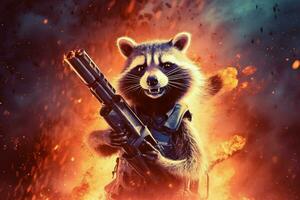 a poster for a rocket raccoon photo