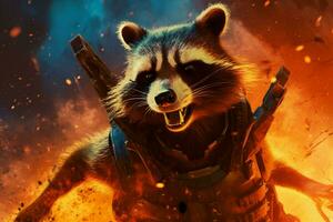 a poster for a rocket raccoon photo