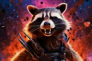 a poster for a rocket raccoon photo