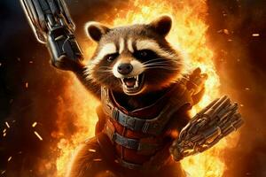 a poster for a rocket raccoon photo