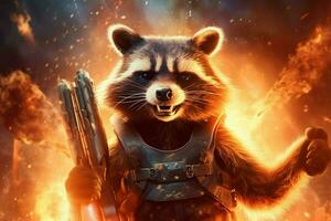 a poster for a rocket raccoon photo