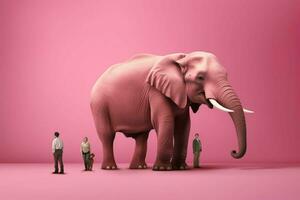 a poster that has a pink elephant on it photo