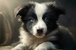 a puppy of the border collie breed illustration photo