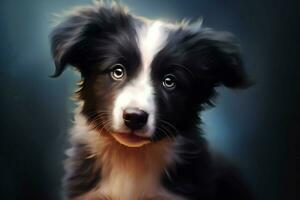 a puppy of the border collie breed illustration photo