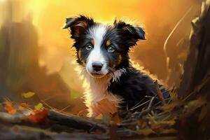 a puppy of the border collie breed illustration photo