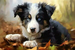 a puppy of the border collie breed illustration photo