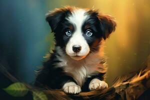 a puppy of the border collie breed illustration photo