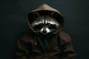 a raccoon with a hoodie and a hoodie photo