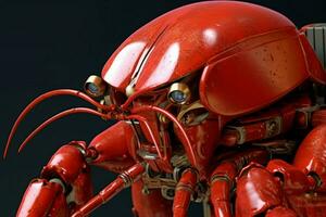 a red lobster is on a robots face photo