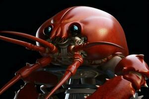 a red lobster is on a robots face photo