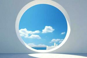 a round window with a blue sky in the background photo