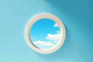 a round window with a blue sky in the background photo