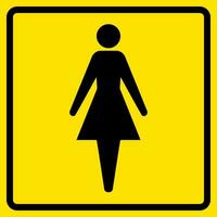 Women's public restroom sign, emblem of water closet with silhouettes of woman vector