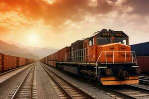 a train carrying cargo containers photo