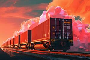a train carrying cargo containers photo
