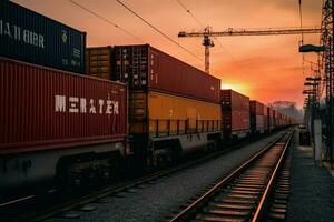 a train carrying cargo containers photo