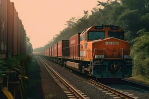 a train carrying cargo containers photo