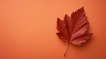 AI generated of a close up photo of a reddish autumn leaf with blank space for text, in the style of vibrant and lively hues, vibrant stage backdrops, northwest school, gold and crimson.