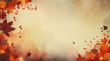 Autumn theme image background with space for text, AI generated. photo