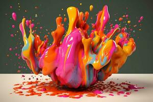 abstract art with colorful splash 3d photo