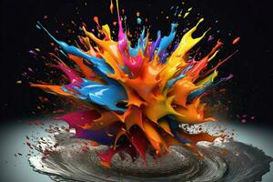 abstract art with colorful splash 3d photo