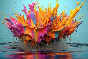 abstract art with colorful splash 3d photo