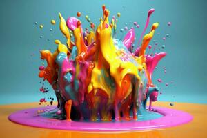 abstract art with colorful splash 3d photo