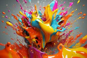 abstract art with colorful splash 3d photo