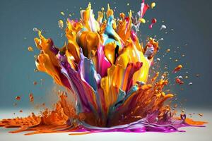 abstract art with colorful splash 3d photo