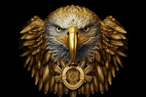 an eagle with a gold eagle head and a gold eagle photo