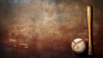 A baseball-inspired wallpaper showcasing a baseball bat and glove against a textured baseball diamond background. AI generated photo