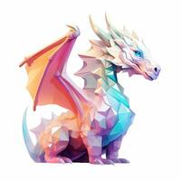 Illustration of a fantastic dragon , pastel tetradic colors, vector art, cute and quirky, fantasy art, watercolor effect, white background. AI generated photo