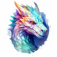 Illustration of a fantastic dragon , pastel tetradic colors, vector art, cute and quirky, fantasy art, watercolor effect, white background. AI generated photo