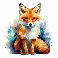 Illustration of a fox with pastel tetradic colors style, cute and quirky, fantasy art, watercolor effect, white background. AI generated photo