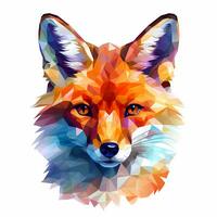 Illustration of a fox with pastel tetradic colors style, cute and quirky, fantasy art, watercolor effect, white background. AI generated photo