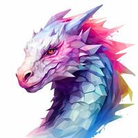 Illustration of a fantastic dragon , pastel tetradic colors, vector art, cute and quirky, fantasy art, watercolor effect, white background. AI generated photo