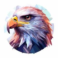Illustration of an eagle, pastel tetradic colors style, vector art, cute and quirky, fantasy art, watercolor effect, white background. AI generated photo